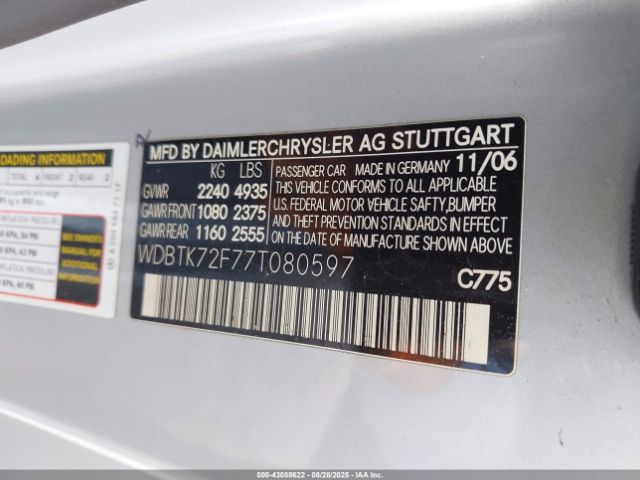 2007 MERCEDES-BENZ CLK 550 WDBTK72F77T080597 Photo 8