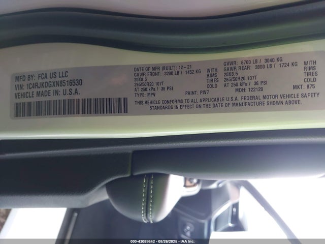 1C4RJKDGXN8516530 Jeep GRAND CHEROKEE L