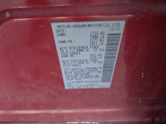 5N1AR2MM6GC605082 Nissan Pathfinder