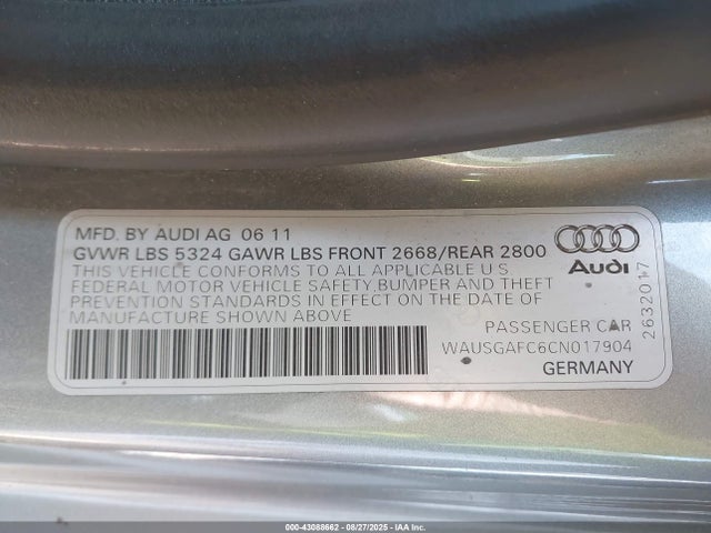 2012 AUDI A7 WAUSGAFC6CN017904 Photo 8