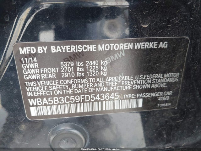 BMW 535i Xdrive 2015 WBA5B3C59FD543645 Image 9