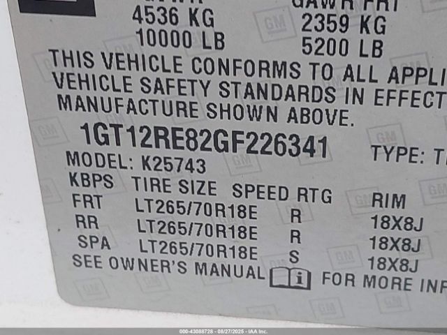 2016 GMC SIERRA 2500HD 1GT12RE82GF226341 Photo 8