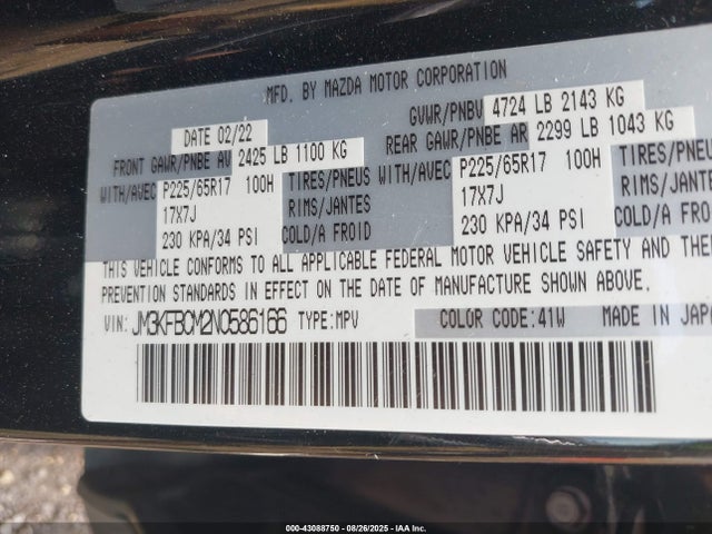 Mazda py cylinder deactiviation 2022 JM3KFBCM2N0586166 Image 9
