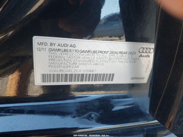 2012 AUDI S4 WAUBGAFL2CA105887 Photo 8