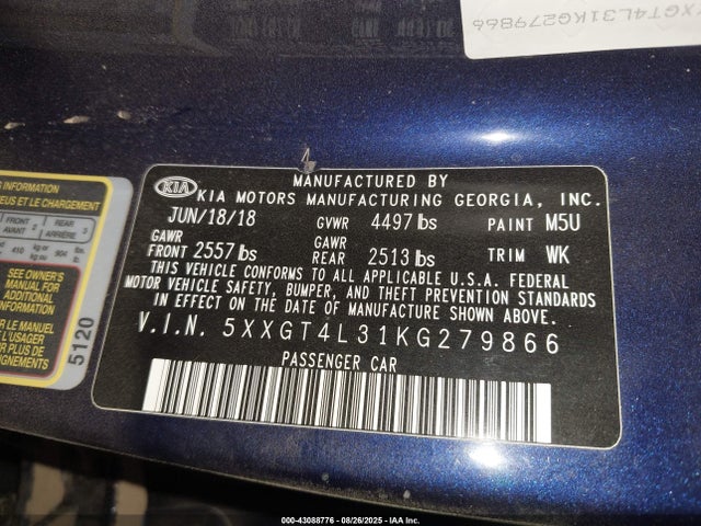 5XXGT4L31KG279866 KIA gdi