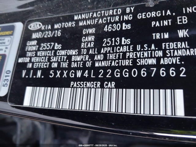 5XXGW4L22GG067662 KIA t-gdi theta ii