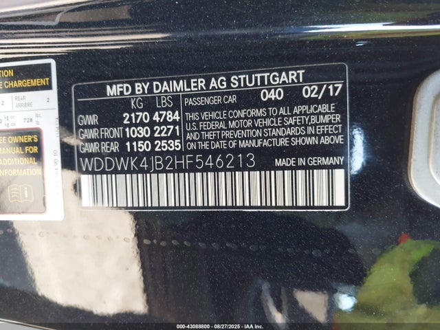 WDDWK4JB2HF546213 Mercedes-Benz m274
