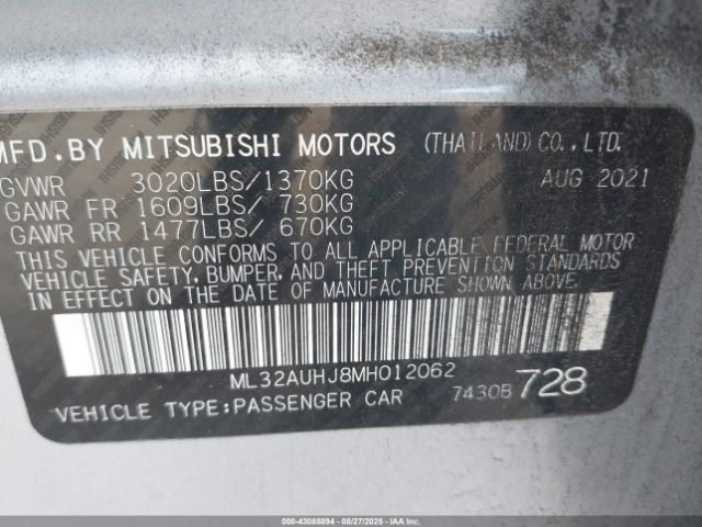 2021 MITSUBISHI MIRAGE ML32AUHJ8MH012062 Photo 8