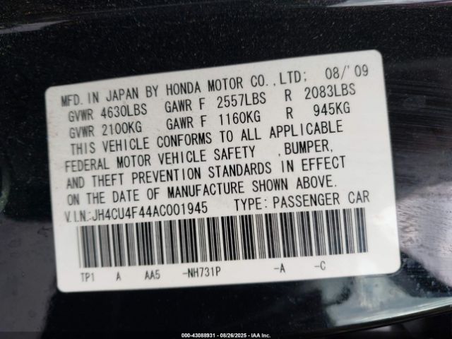 2010 ACURA TSX JH4CU4F44AC001945 Photo 8