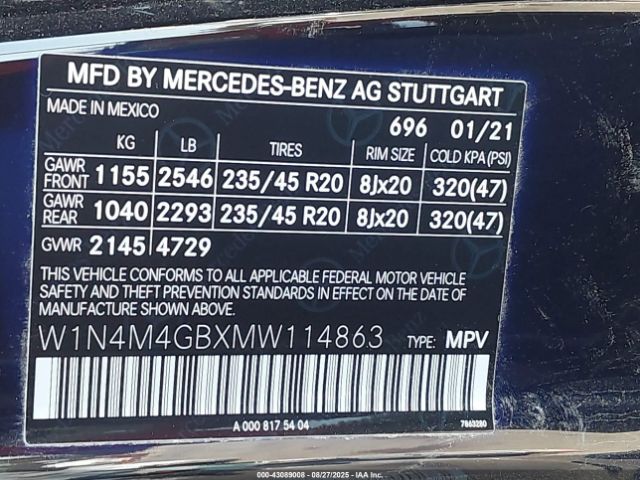 2021 MERCEDES-BENZ GLB 250 W1N4M4GBXMW114863 Photo 8