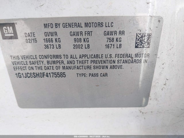 1G1JC6SH0F4175585 Chevrolet luw