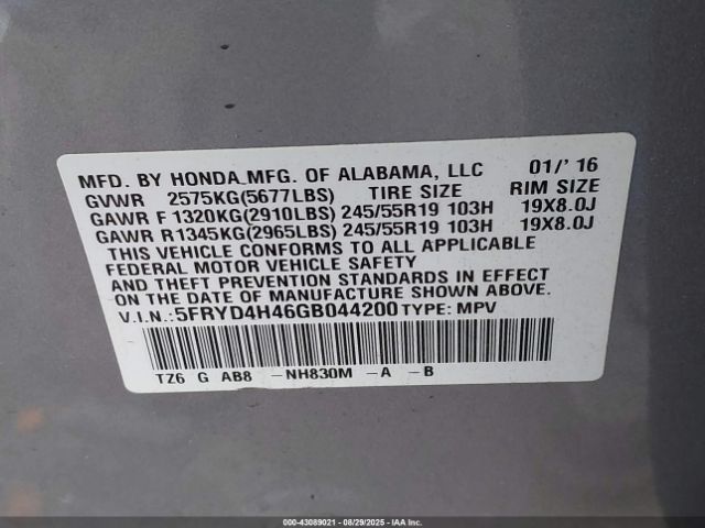 2016 ACURA MDX 5FRYD4H46GB044200 Photo 8
