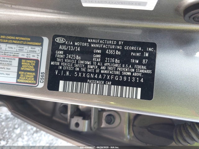 5XXGN4A7XFG391314 KIA dohc gdi theta ii