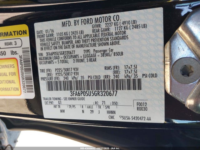 Ford 2016 2016 3FA6P0SU5GR320677 Image 9