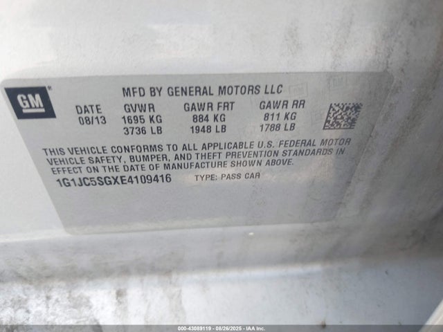 1G1JC5SGXE4109416 Chevrolet lwe