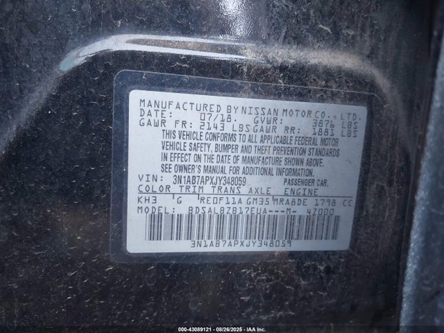 3N1AB7APXJY348059 Nissan Sentra