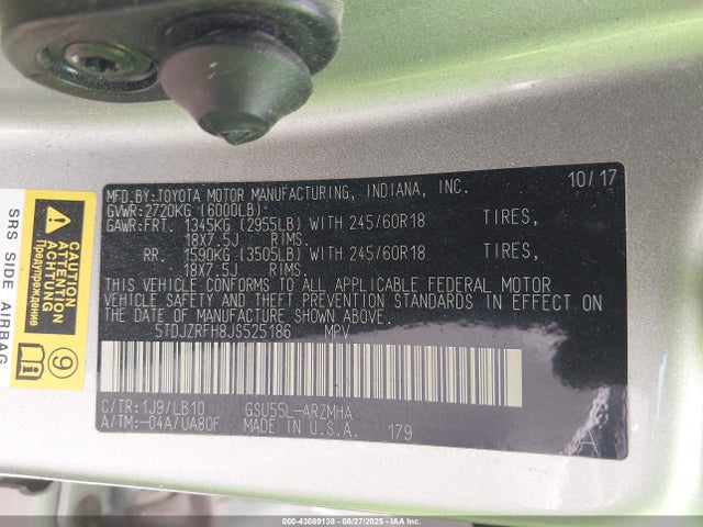 5TDJZRFH8JS525186 Toyota 2gr-fks