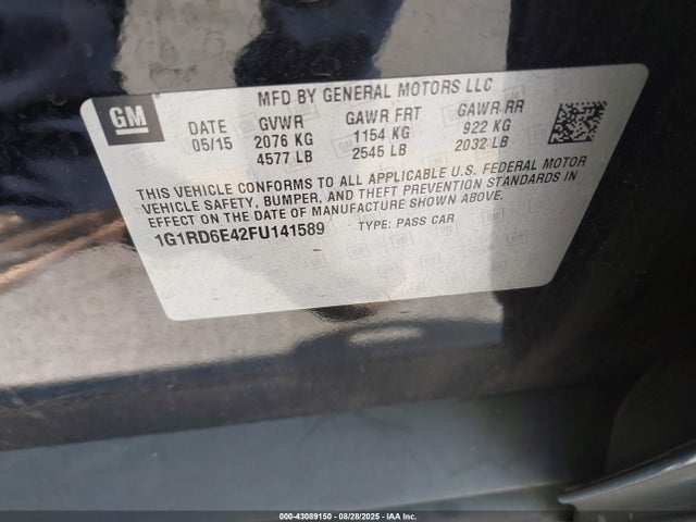1G1RD6E42FU141589 Chevrolet luu - ffv, e-flex, fam 0