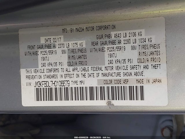 Mazda py 2017 JM3KFBDL7H0106679 Image 9