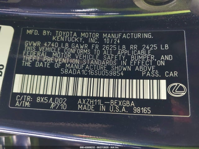 Lexus a25a-fxs 2025 58ADA1C16SU059854 Image 9
