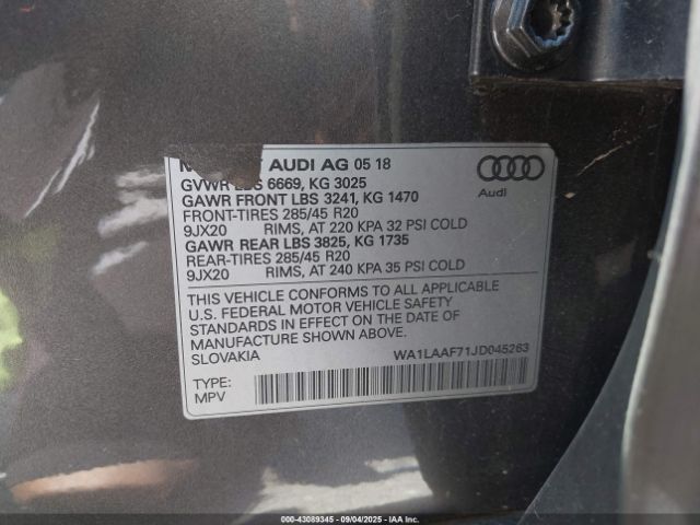 2018 AUDI Q7 WA1LAAF71JD045263 Photo 8