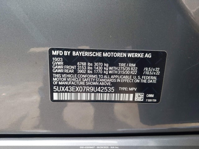 5UX43EX07R9U42535 BMW X6