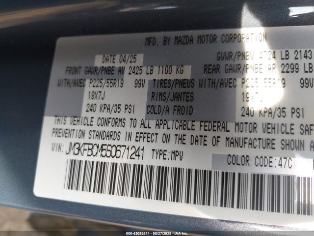 JM3KFBCM5S0671241 Mazda py cylinder deactiviation