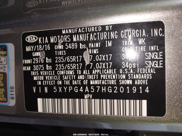 5XYPG4A57HG201914 KIA Sorento