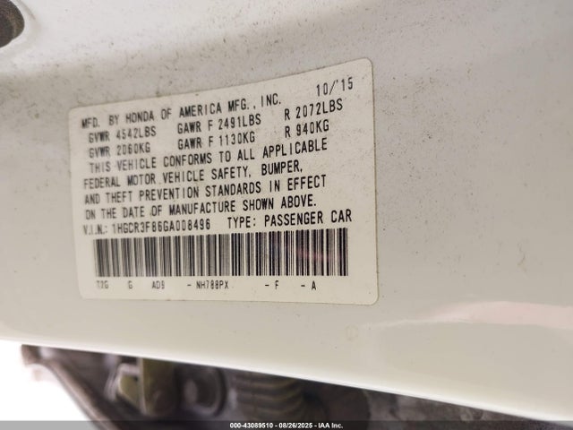 1HGCR3F86GA008496 Honda j35y1