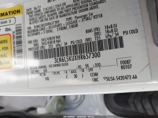 3LN6L5KUXHR657300 Lincoln 2.0l 4v atk
