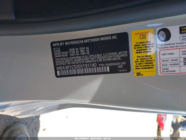 WBA3R1C52EK191140 BMW 2014