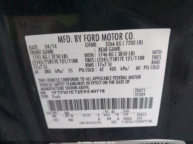 Ford 2014 2014 1FTFW1ET2EKE40718 Image 9
