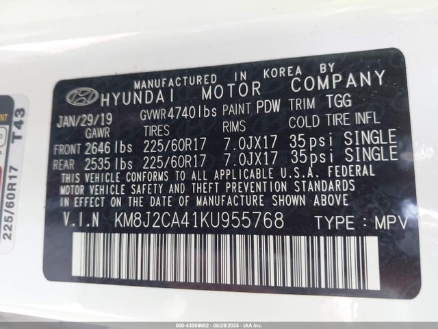 Hyundai gdi nu 2019 KM8J2CA41KU955768 Image 9