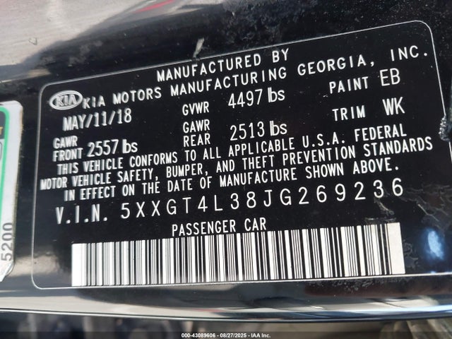 5XXGT4L38JG269236 KIA gdi