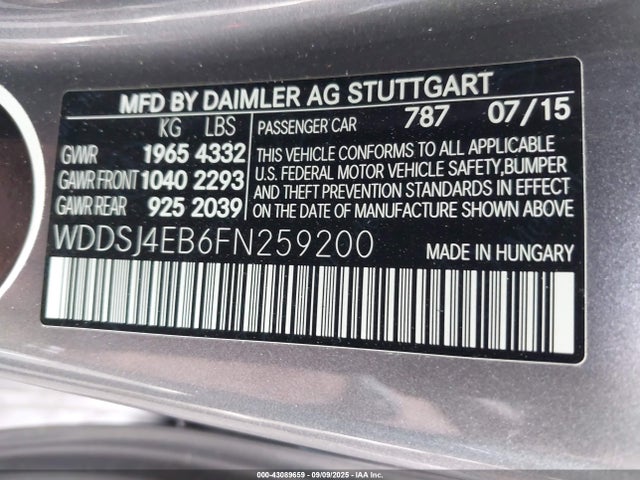 WDDSJ4EB6FN259200 Mercedes-Benz CLA-Class