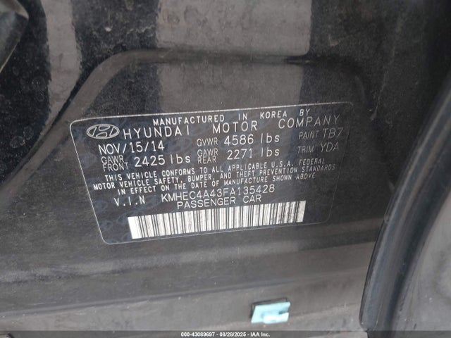 Hyundai dohc mpi theta ii 2015 KMHEC4A43FA135428 Image 9