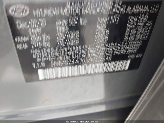 5NMS24AJ0MH312648 Hyundai gdi theta iii