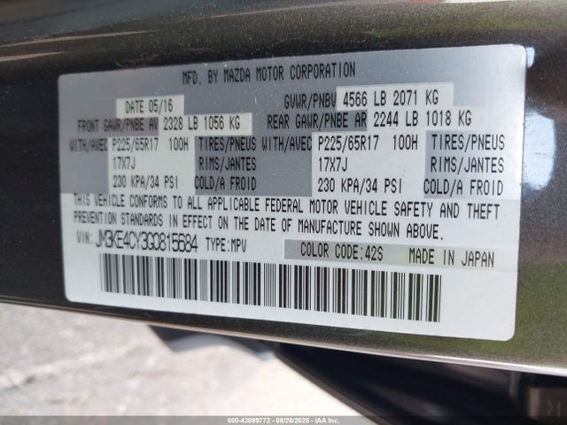 Mazda py 2016 JM3KE4CY3G0815684 Image 9