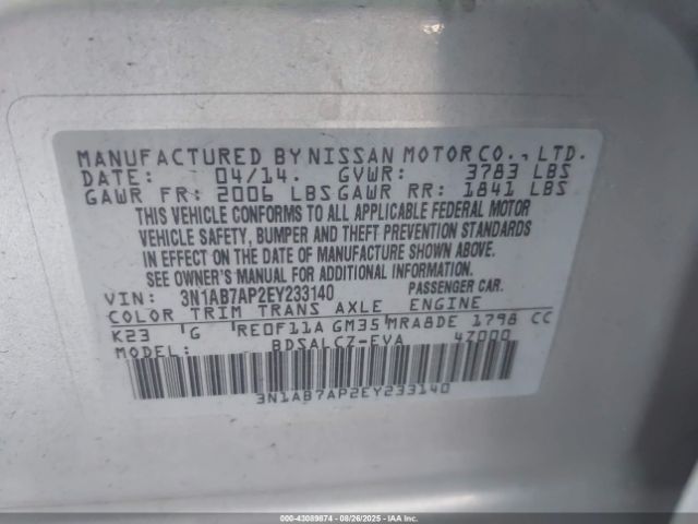 2014 NISSAN SENTRA 3N1AB7AP2EY233140 Photo 8