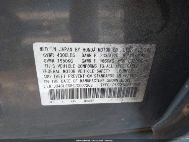 2007 ACURA TSX JH4CL96867C007208 Photo 8