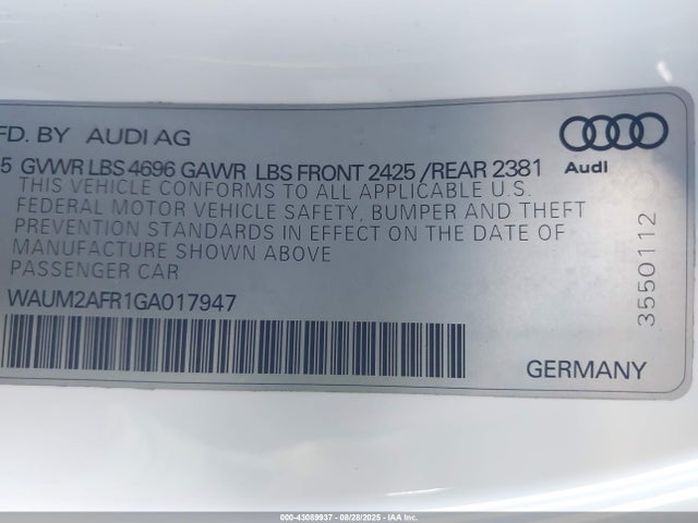 2016 AUDI A5 WAUM2AFR1GA017947 Photo 8