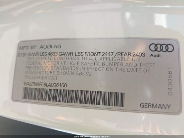 2020 AUDI A5 WAUTNAF56LA006100 Photo 8