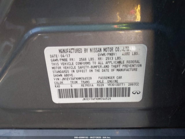 Infiniti Q50 2017 JN1EV7APXHM744529 Image 9