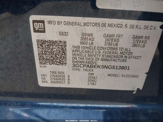 Chevrolet l3b 2022 3GCPABEK5NG513801 Image 9