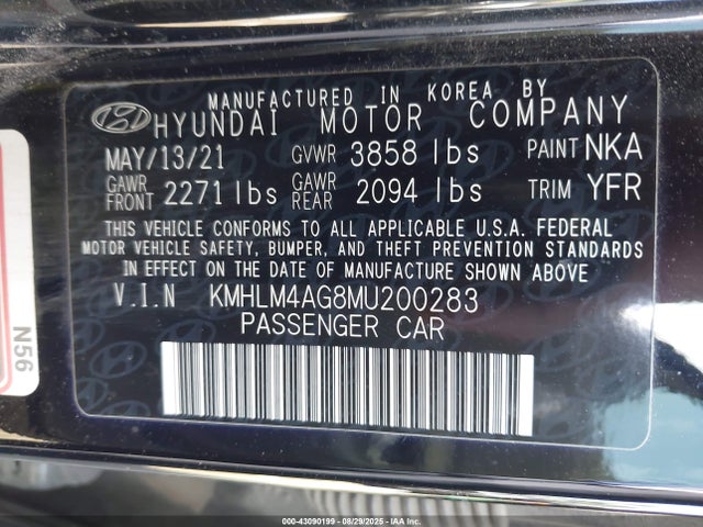 KMHLM4AG8MU200283 Hyundai mpi nu pe