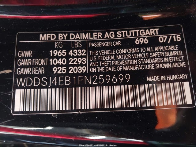 Mercedes-Benz CLA-Class 2015 WDDSJ4EB1FN259699 Image 9
