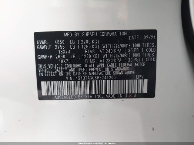 4S4BTANC8R3244205 Subaru na, u5
