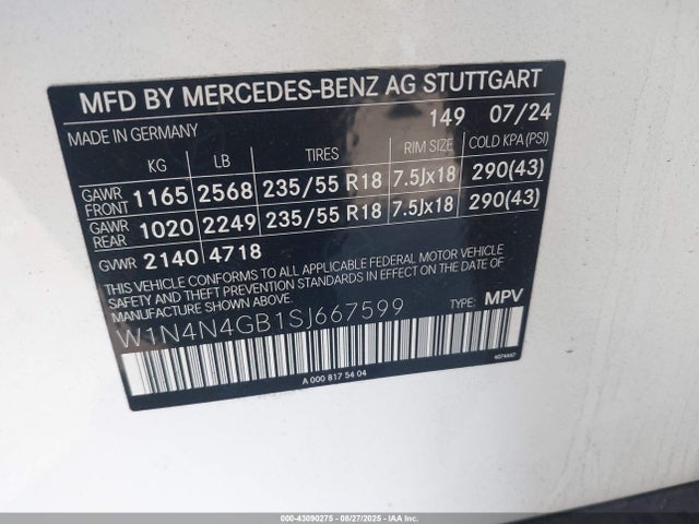 W1N4N4GB1SJ667599 Mercedes-Benz m260