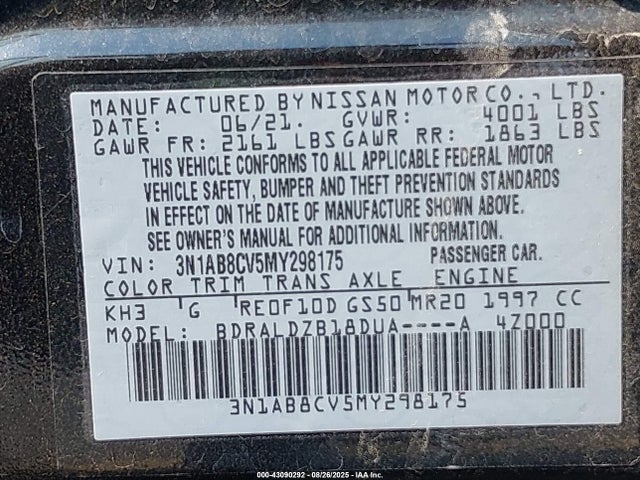 3N1AB8CV5MY298175 Nissan Sentra