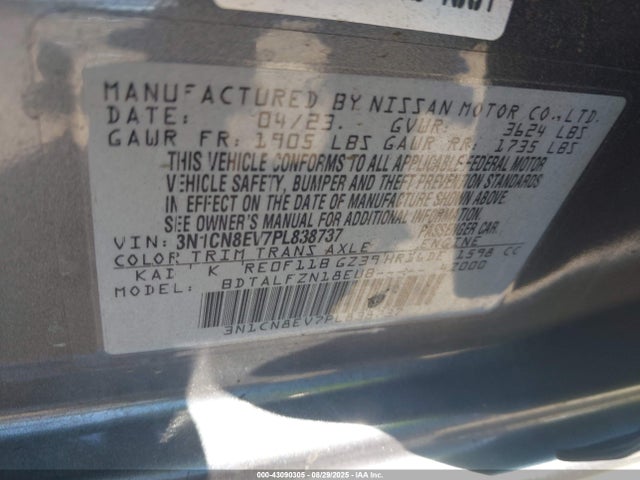 Nissan Versa 2023 3N1CN8EV7PL838737 Image 9